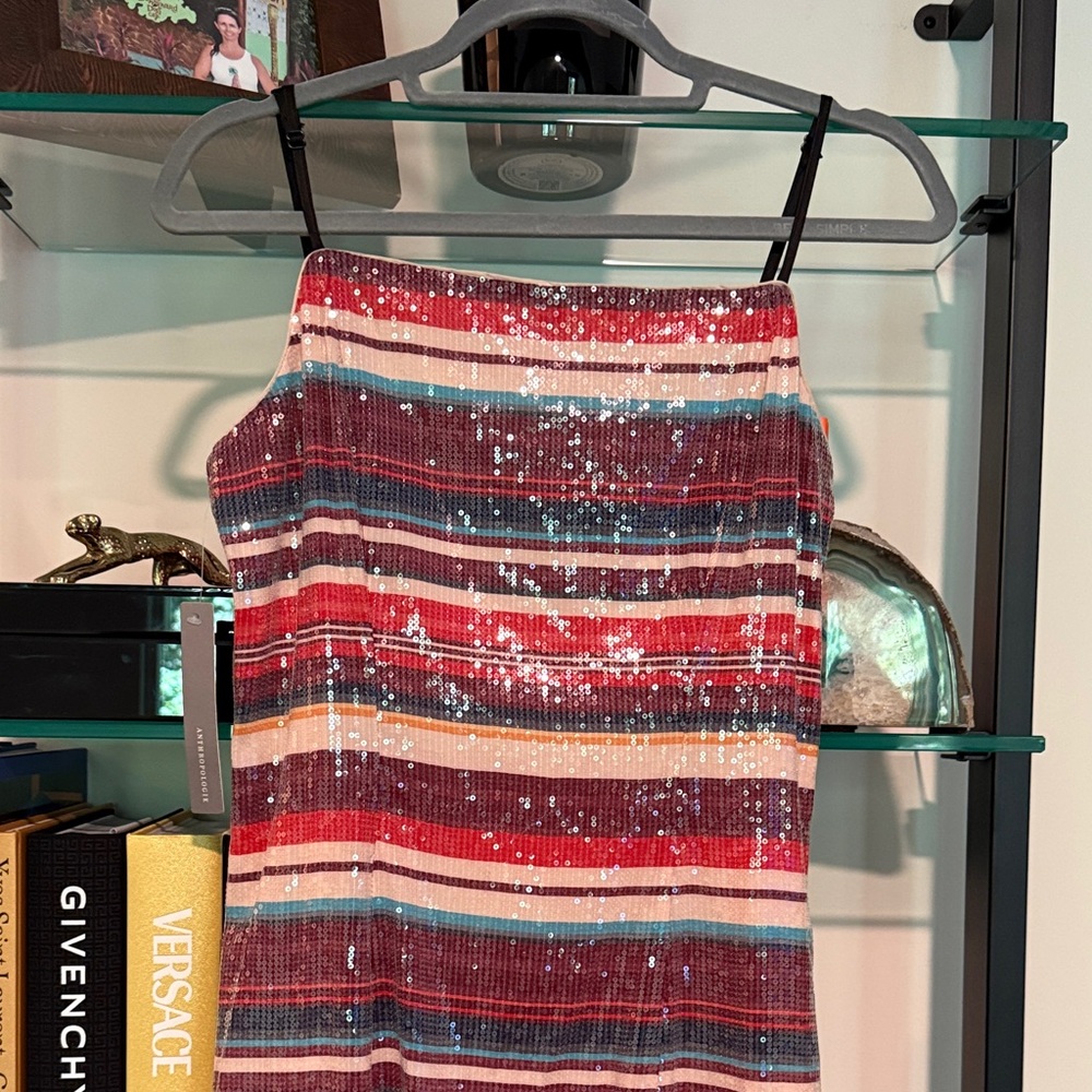Hutch Multicolor Sequin Striped Midi Dress D015
